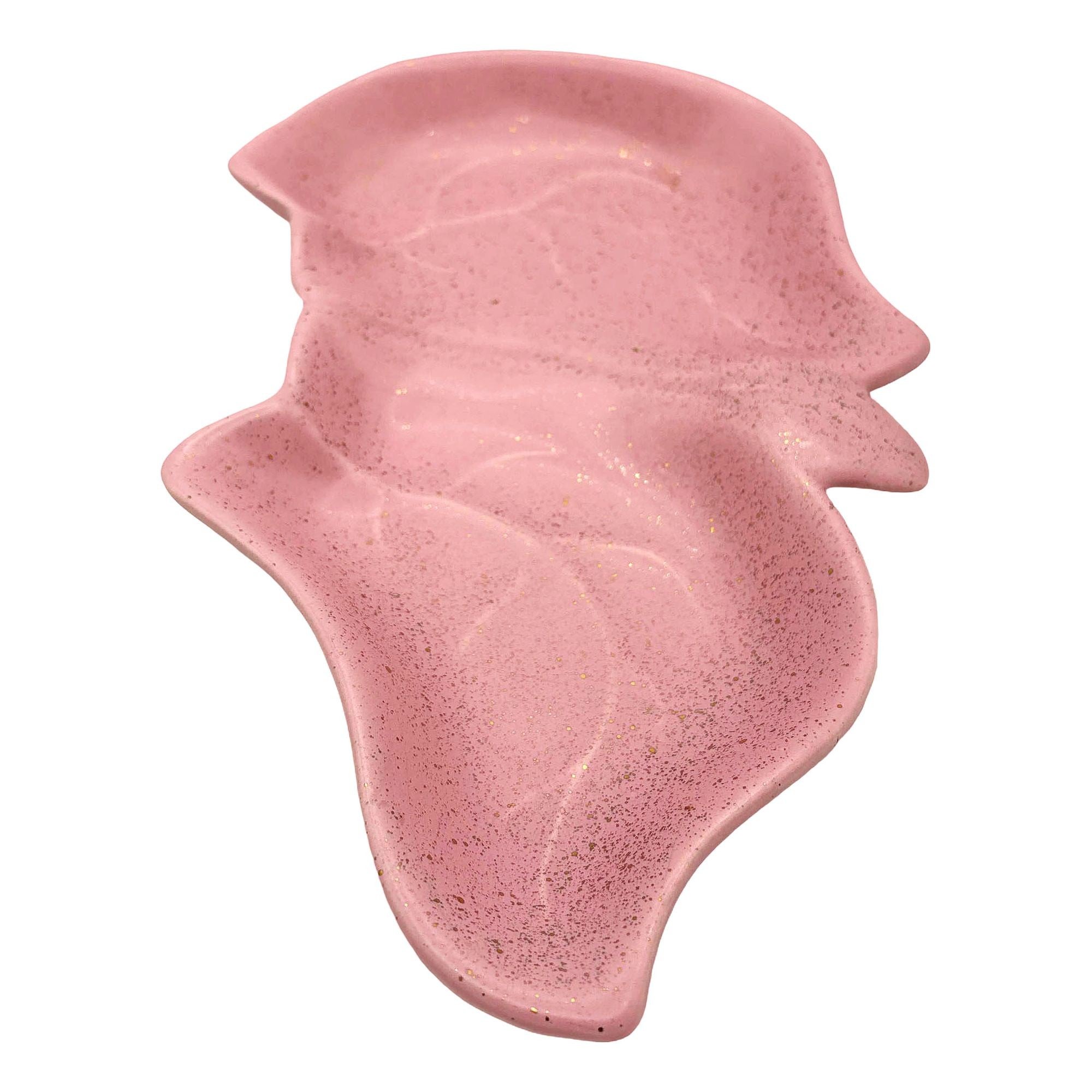 Grande piatto per caramelle rosa di California Pottery con accenti dorati in vendita