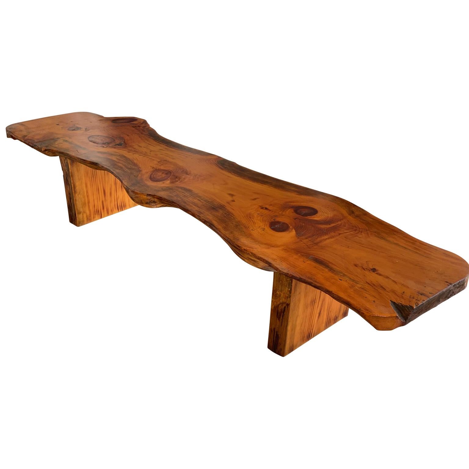 Organic Modern Large Californian Live Edge Bench in Solid Wood