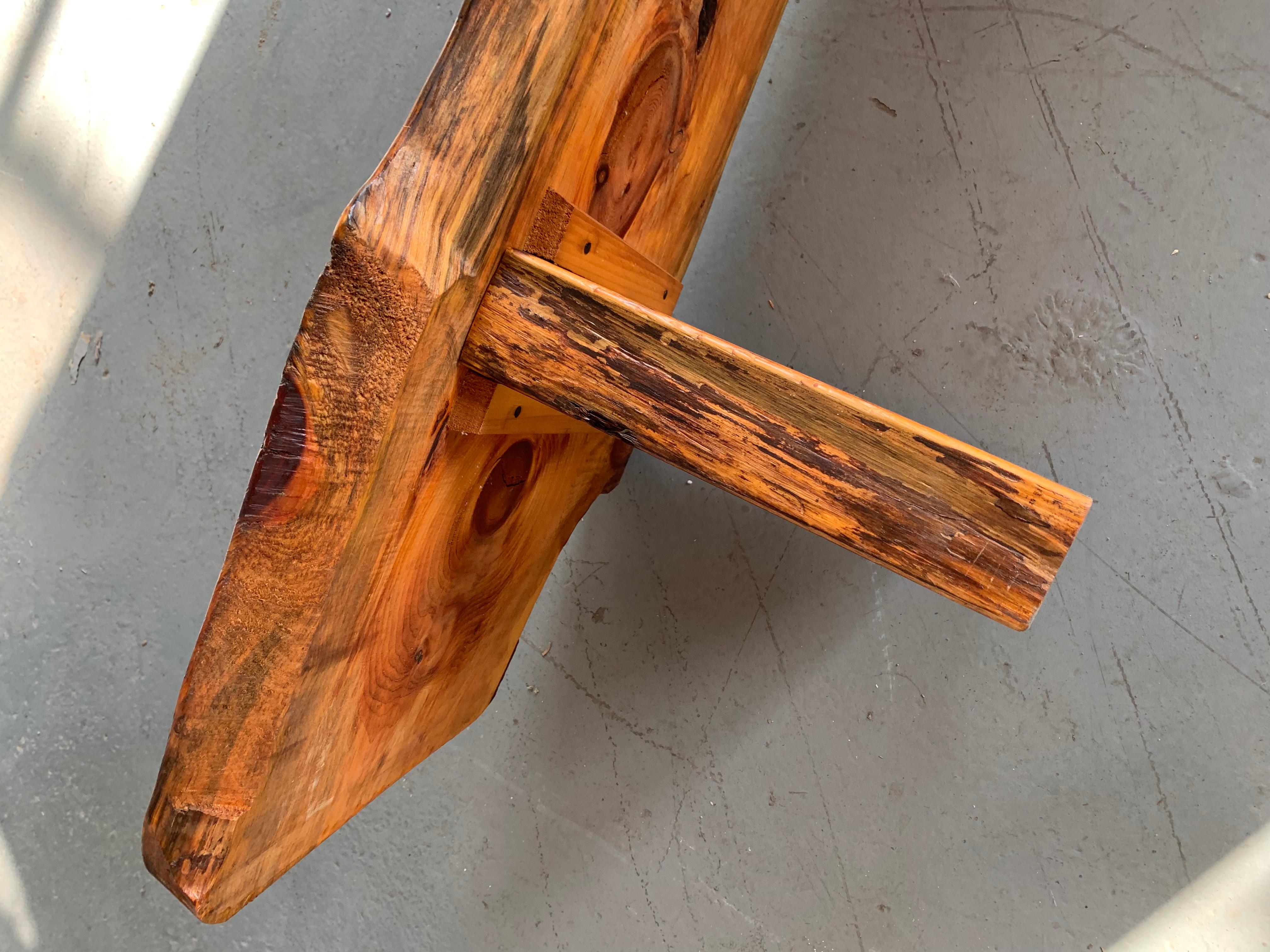 20th Century Large Californian Live Edge Bench in Solid Wood