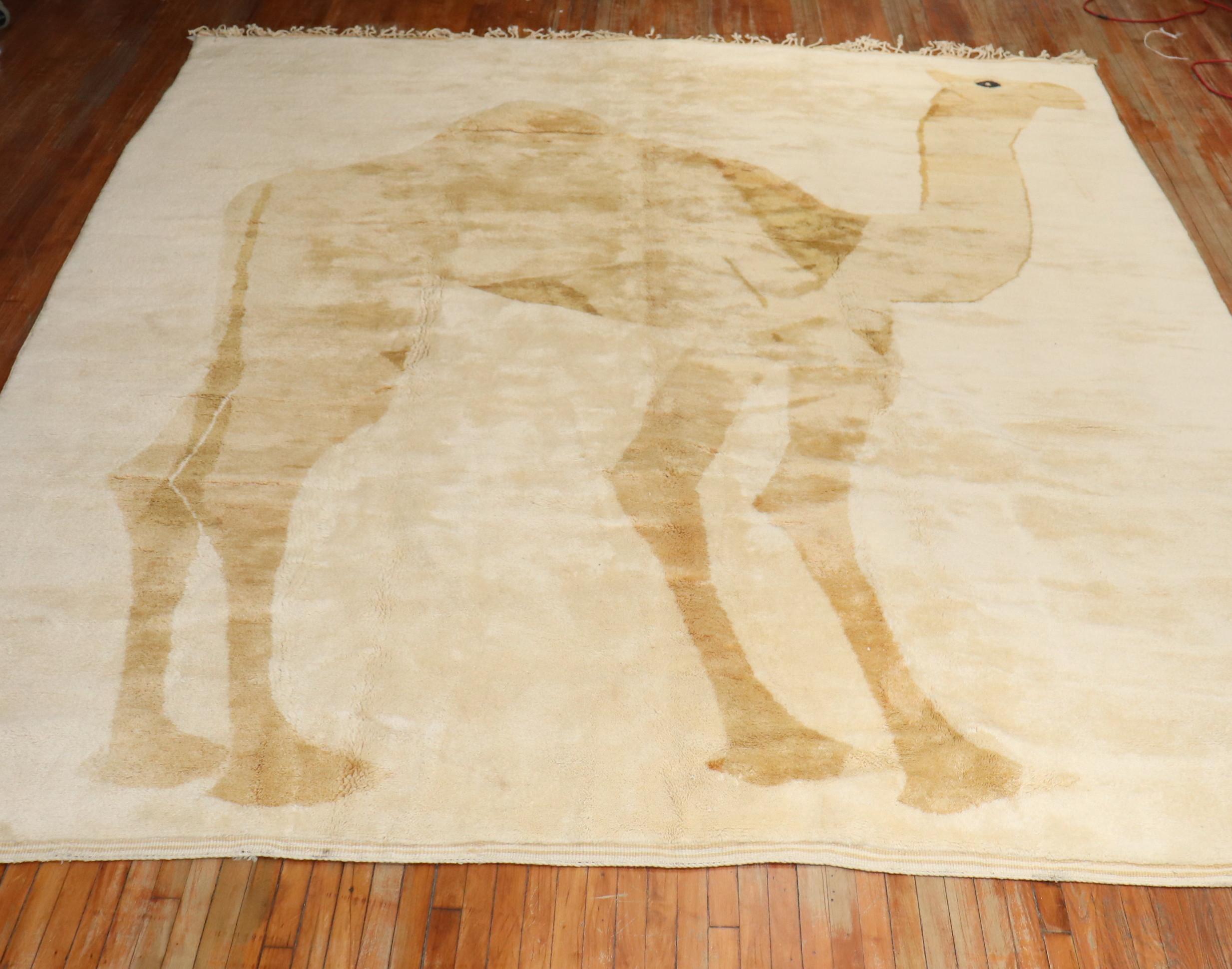 Contemporary Large Camel Moroccan Rug For Sale