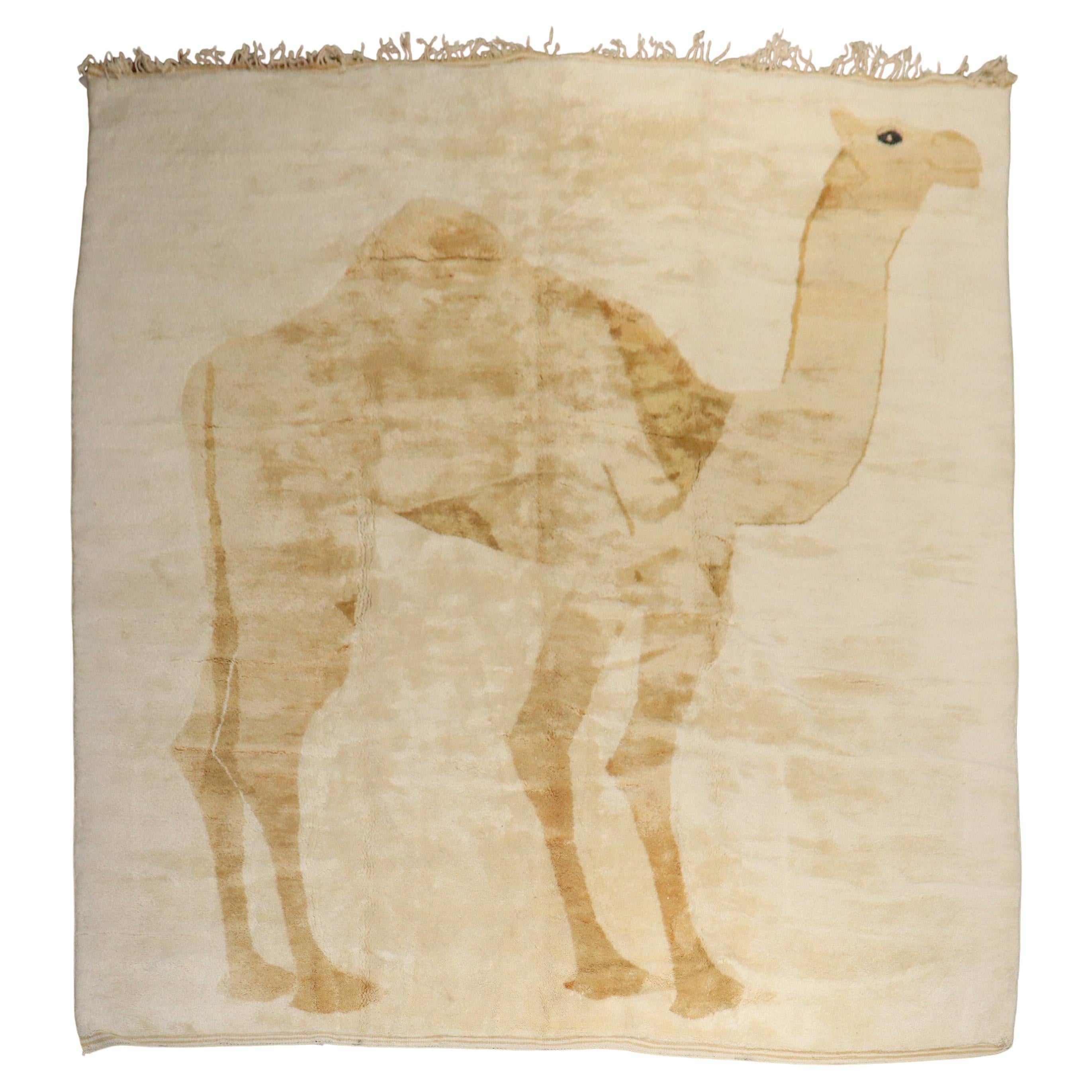 Large Camel Moroccan Rug For Sale