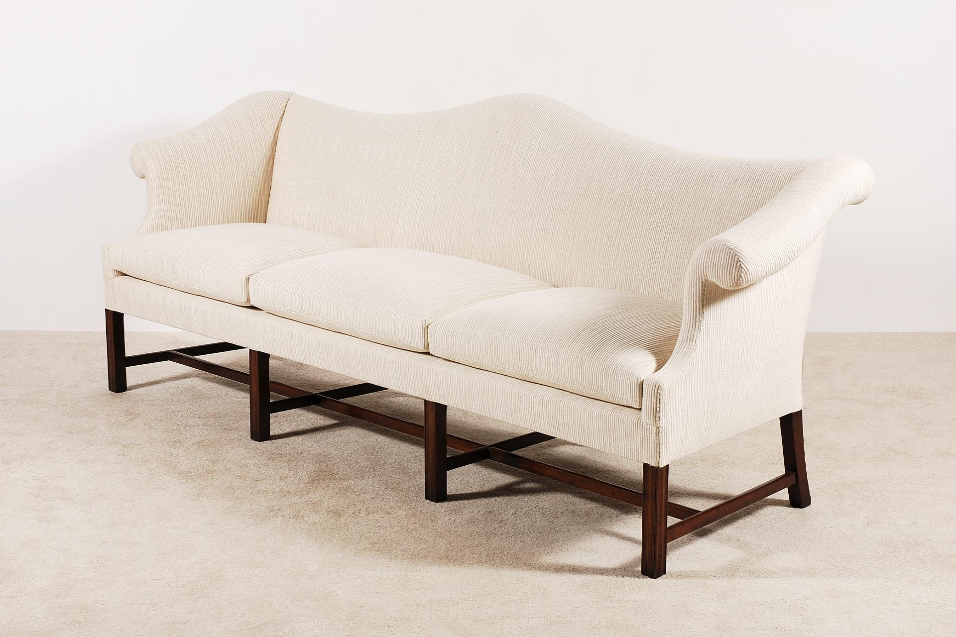 British Large Camelback Sofa in the Chippendale Style from the 1940s