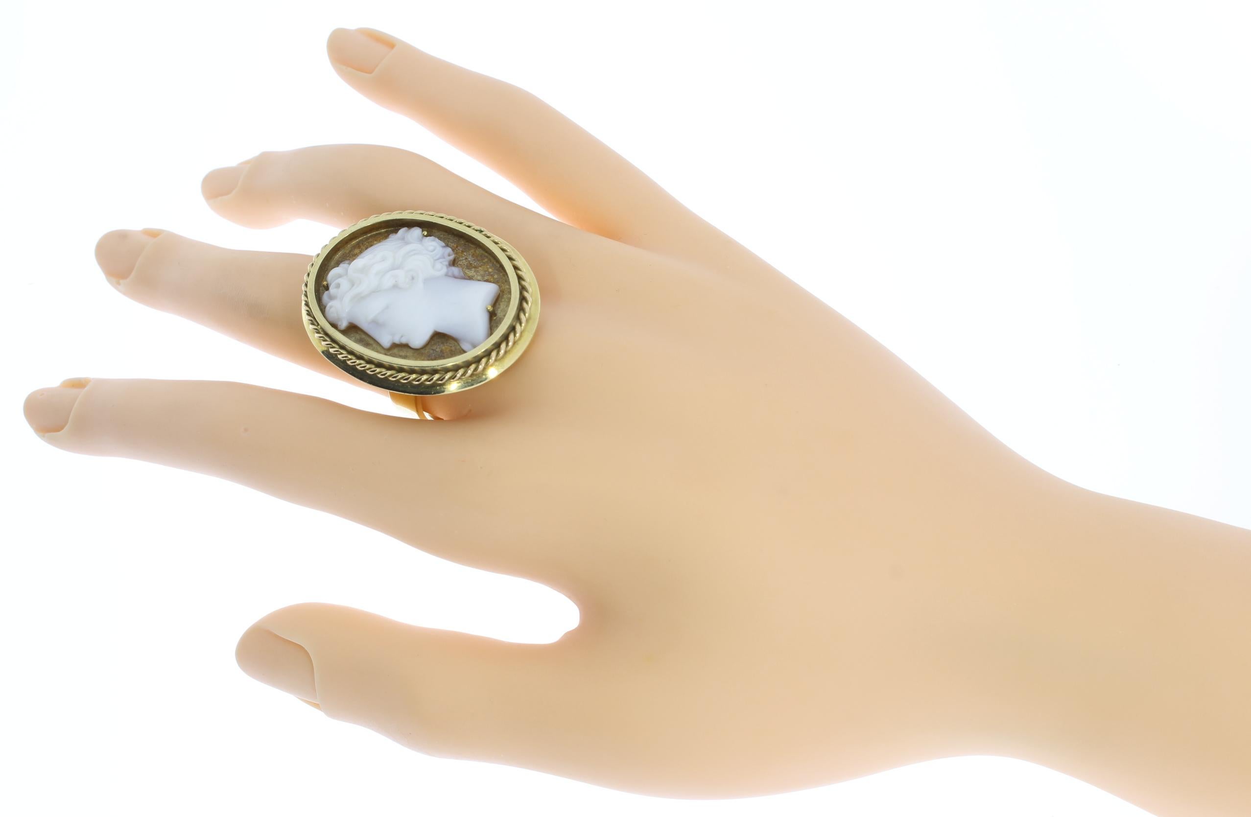 Large Cameo Gold Ring For Sale 1