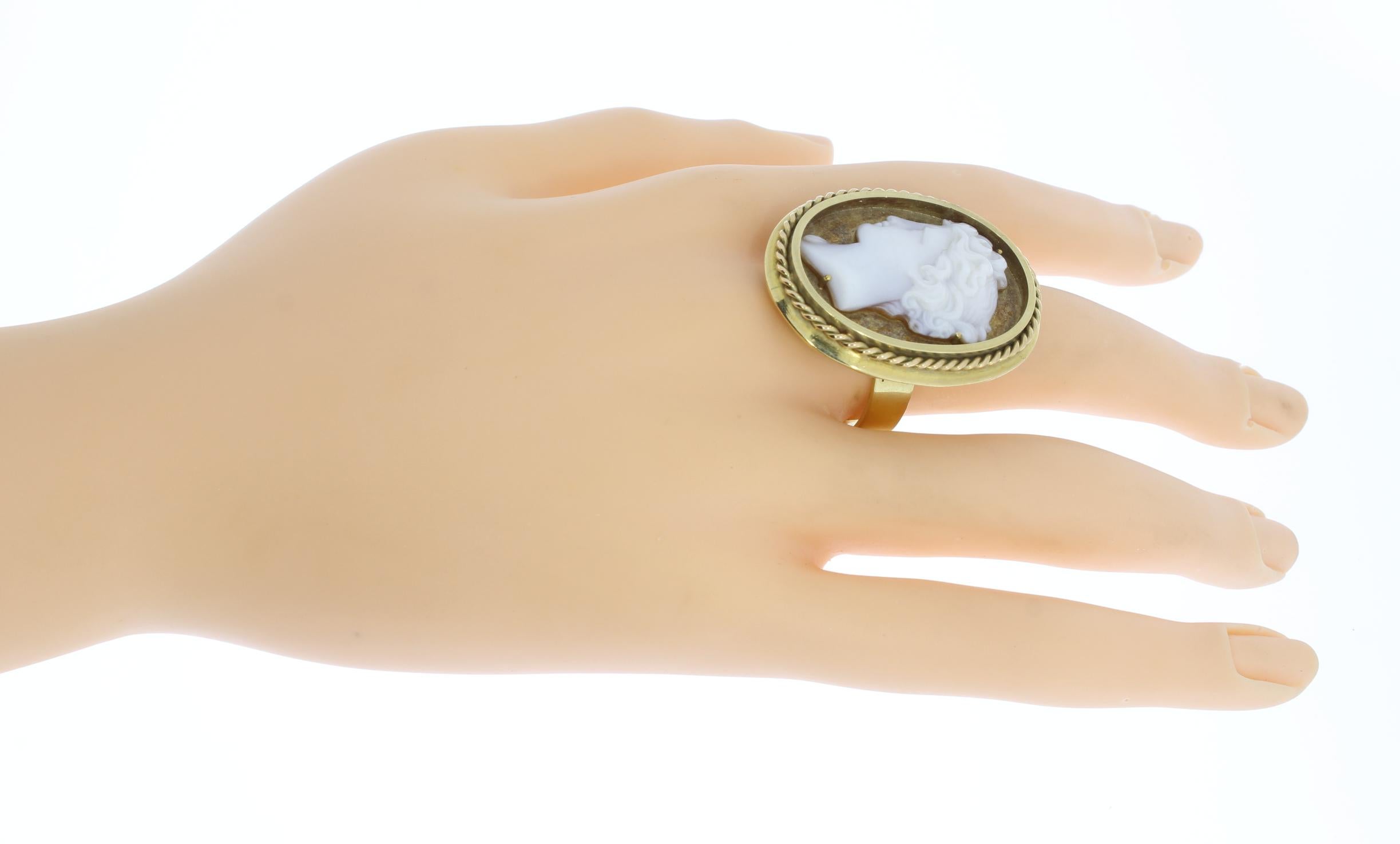 Large Cameo Gold Ring For Sale 2