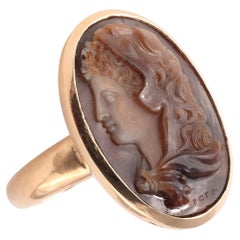 A Cameo on Agate depicting the profile of Omphale signed Filippo Rega 1761-1833
