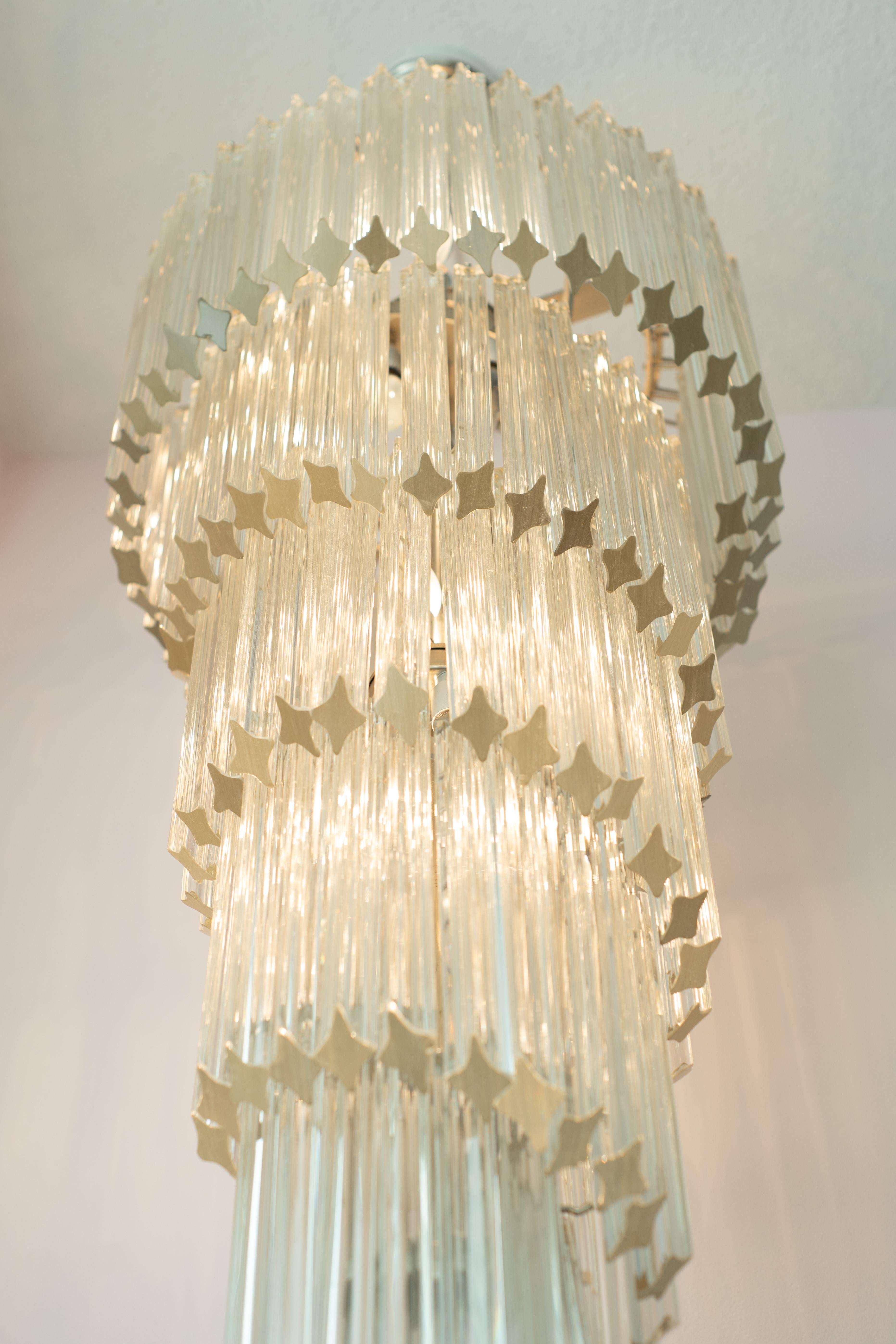 Grand lustre à spirales en verre Camer Glass ou Venini en verre de Murano italien, années 1970 4