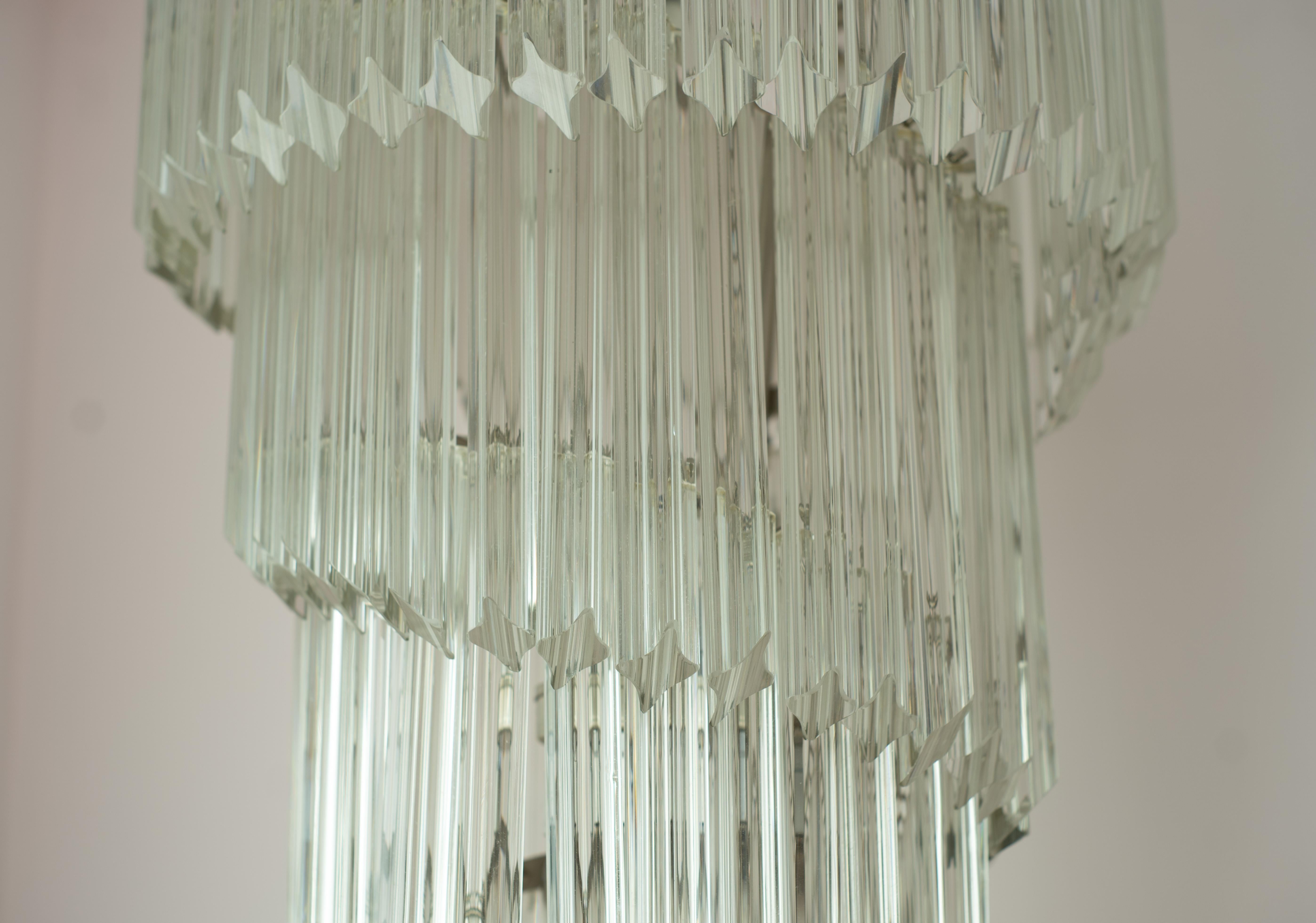 Fin du 20e siècle Grand lustre à spirales en verre Camer Glass ou Venini en verre de Murano italien, années 1970