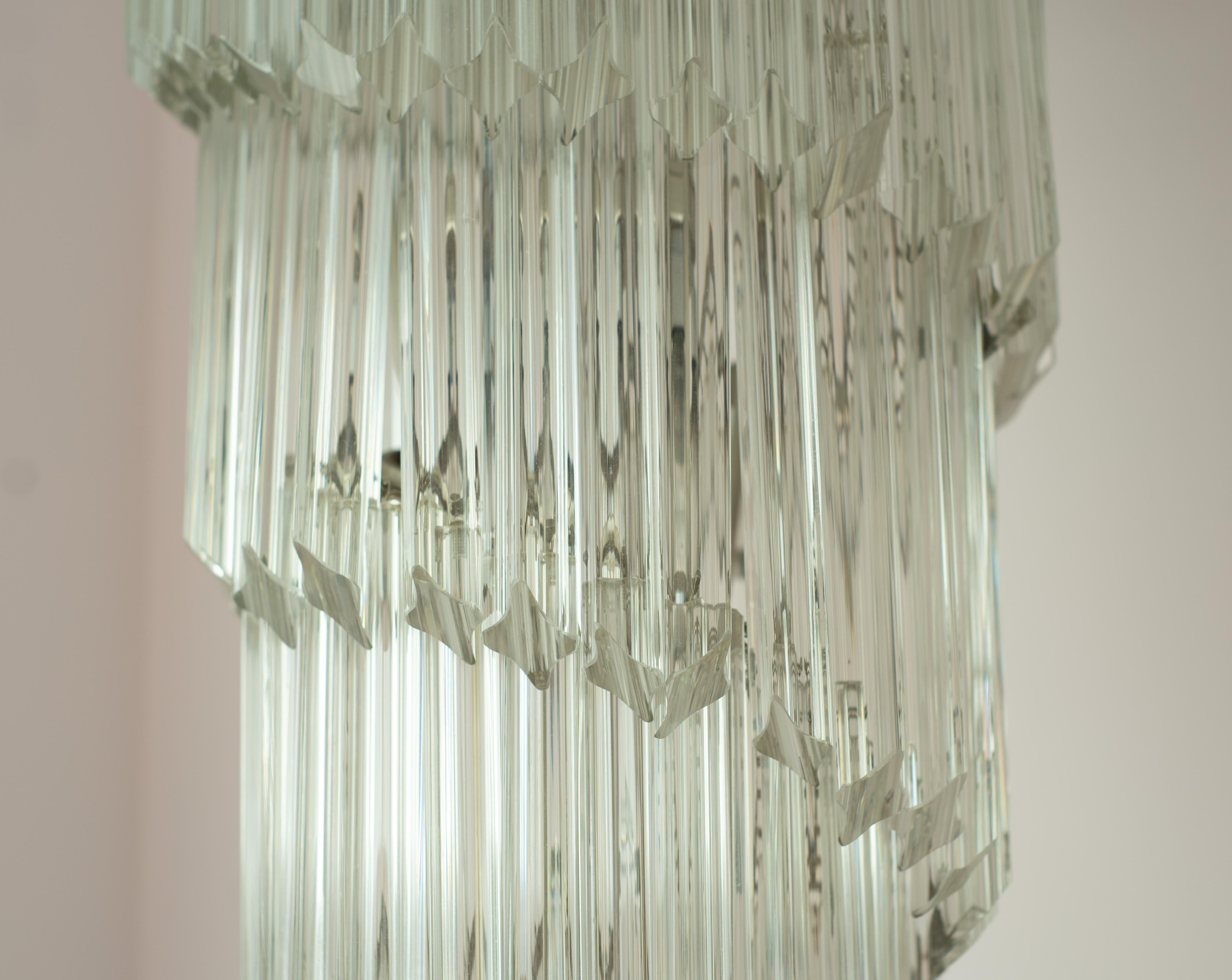 Métal Grand lustre à spirales en verre Camer Glass ou Venini en verre de Murano italien, années 1970