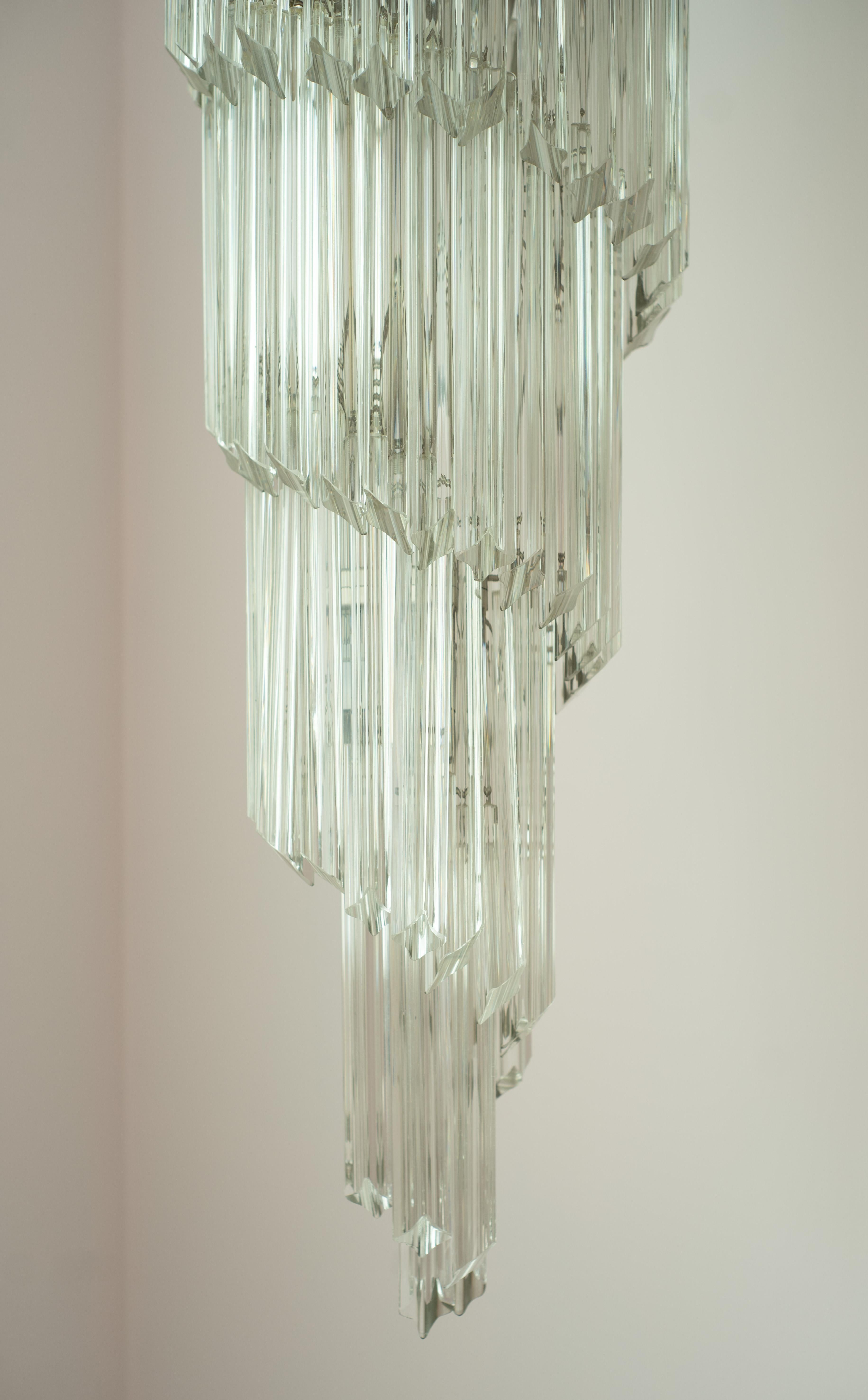 Grand lustre à spirales en verre Camer Glass ou Venini en verre de Murano italien, années 1970 1