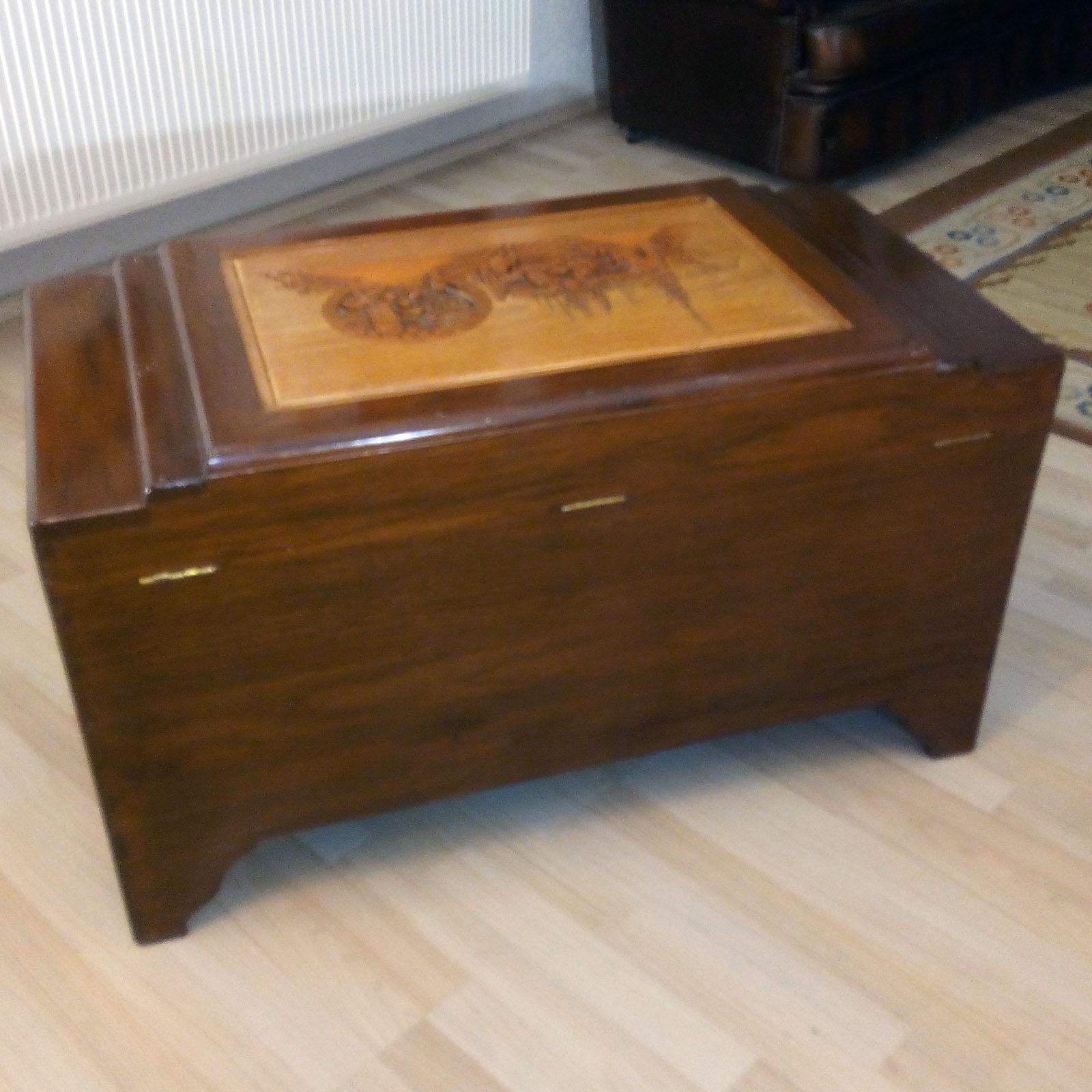 Hand-Carved Large Camphor Wood Chest, Trunk, China, 1940s For Sale