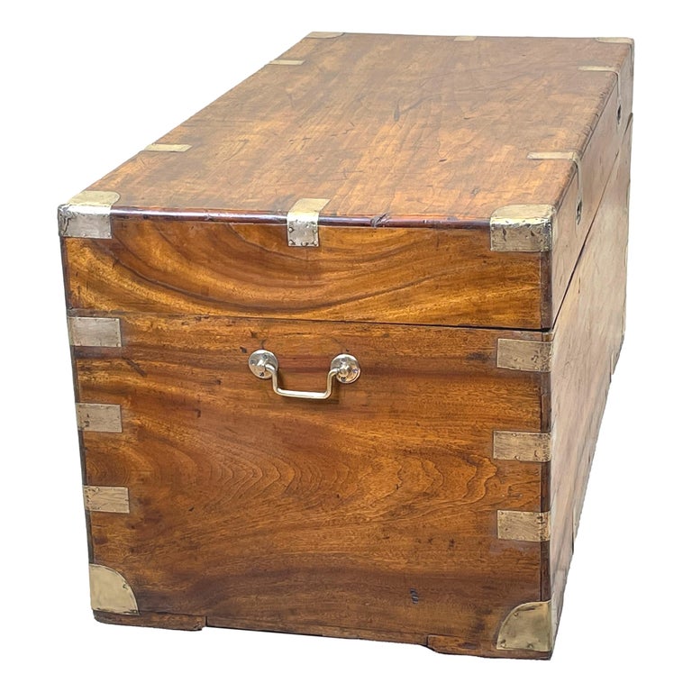 Large Camphor Wood Military Campaign Trunk For Sale 2