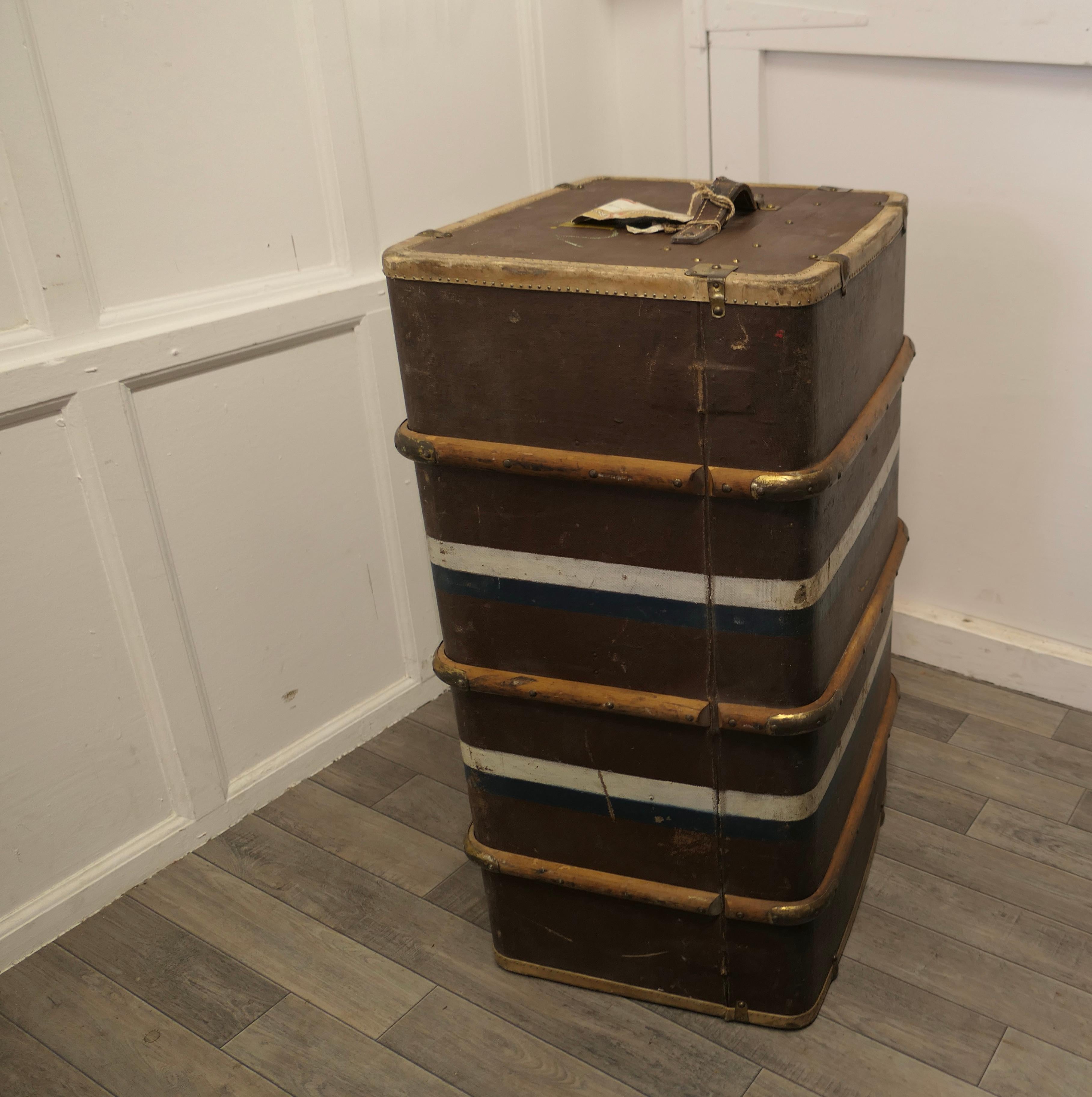 Large Canadian Canvas, Wood and Brass Bound Steamer Trunk  2