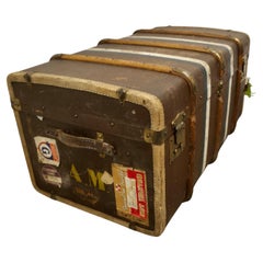 Large Canadian Canvas, Wood and Brass Bound Steamer Trunk