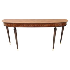 Large Canaletto Walnut Console Table attr. to Paolo Buffa with Two Drawers