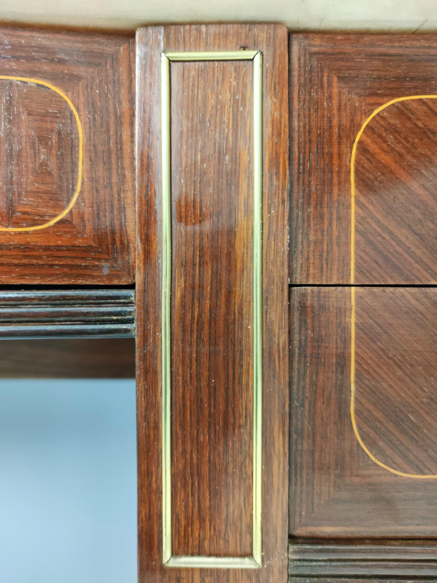 Large Walnut Console Table by Paolo Buffa with Marble Top, Italy 5