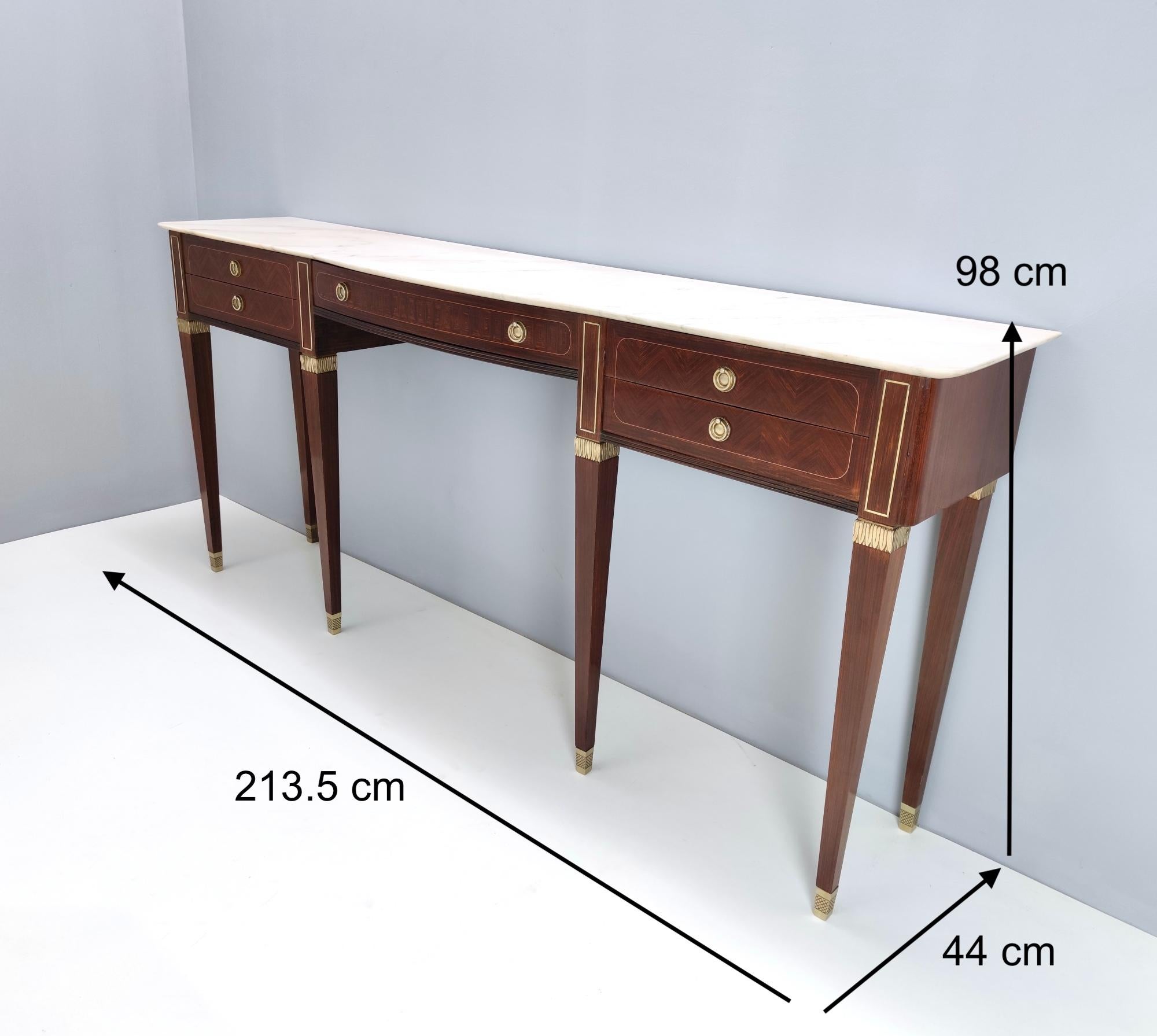 Large Walnut Console Table by Paolo Buffa with Marble Top, Italy 8