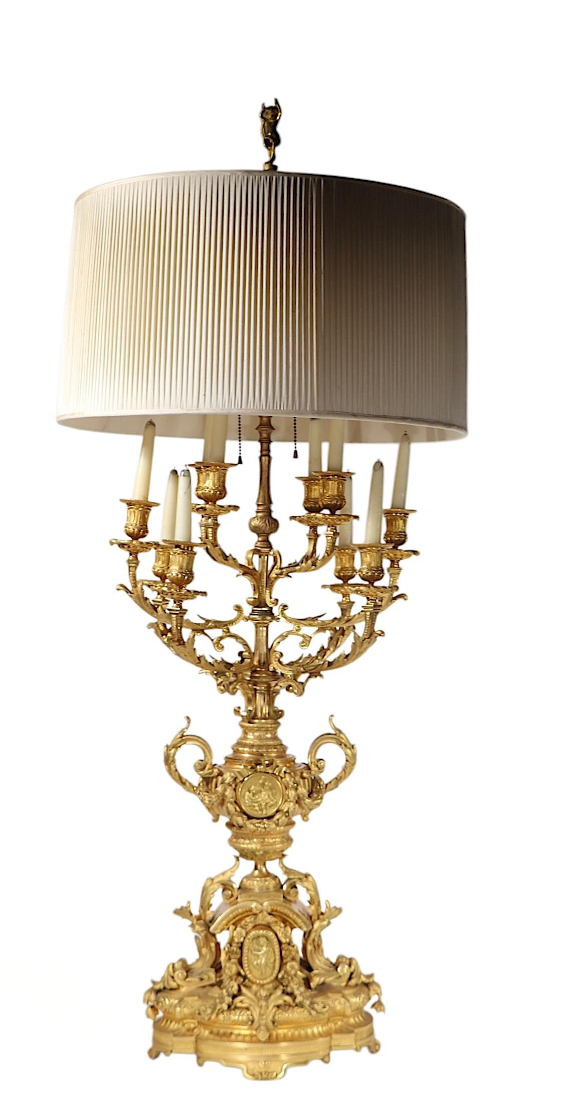 Large Candelabra 19th Century French Ormolu Table Lamp 6