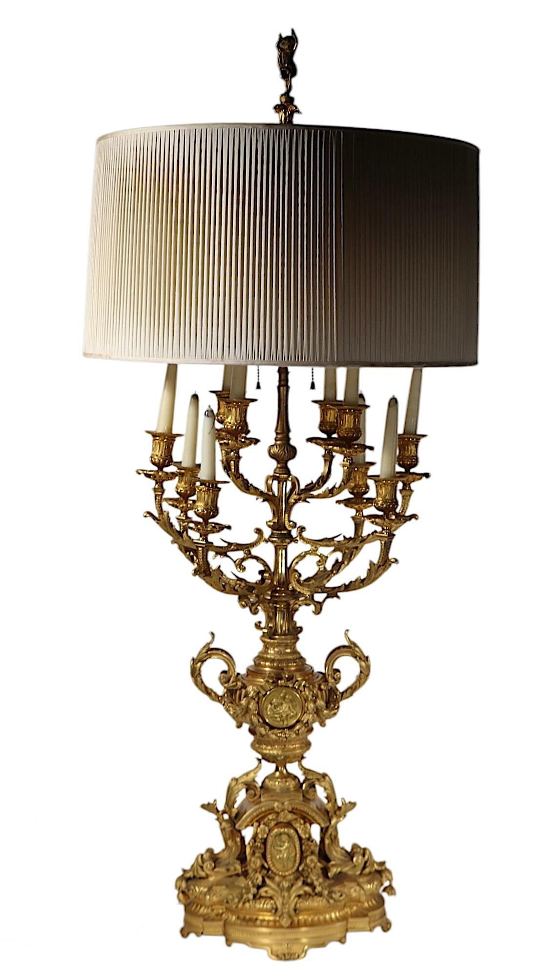 Large Candelabra 19th Century French Ormolu Table Lamp 8