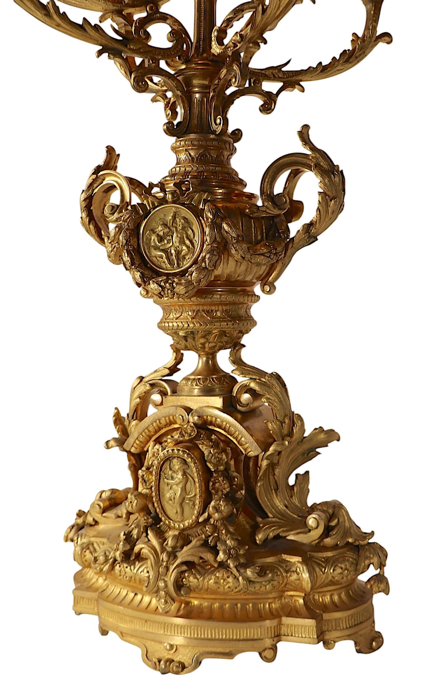 Large Candelabra 19th Century French Ormolu Table Lamp 9