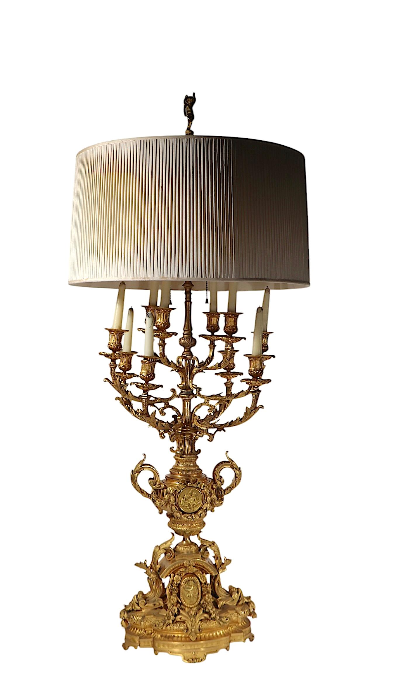 Large Candelabra 19th Century French Ormolu Table Lamp 12
