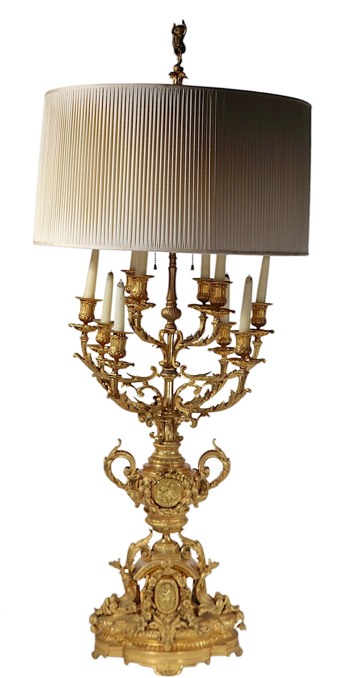 Large Candelabra 19th Century French Ormolu Table Lamp 13