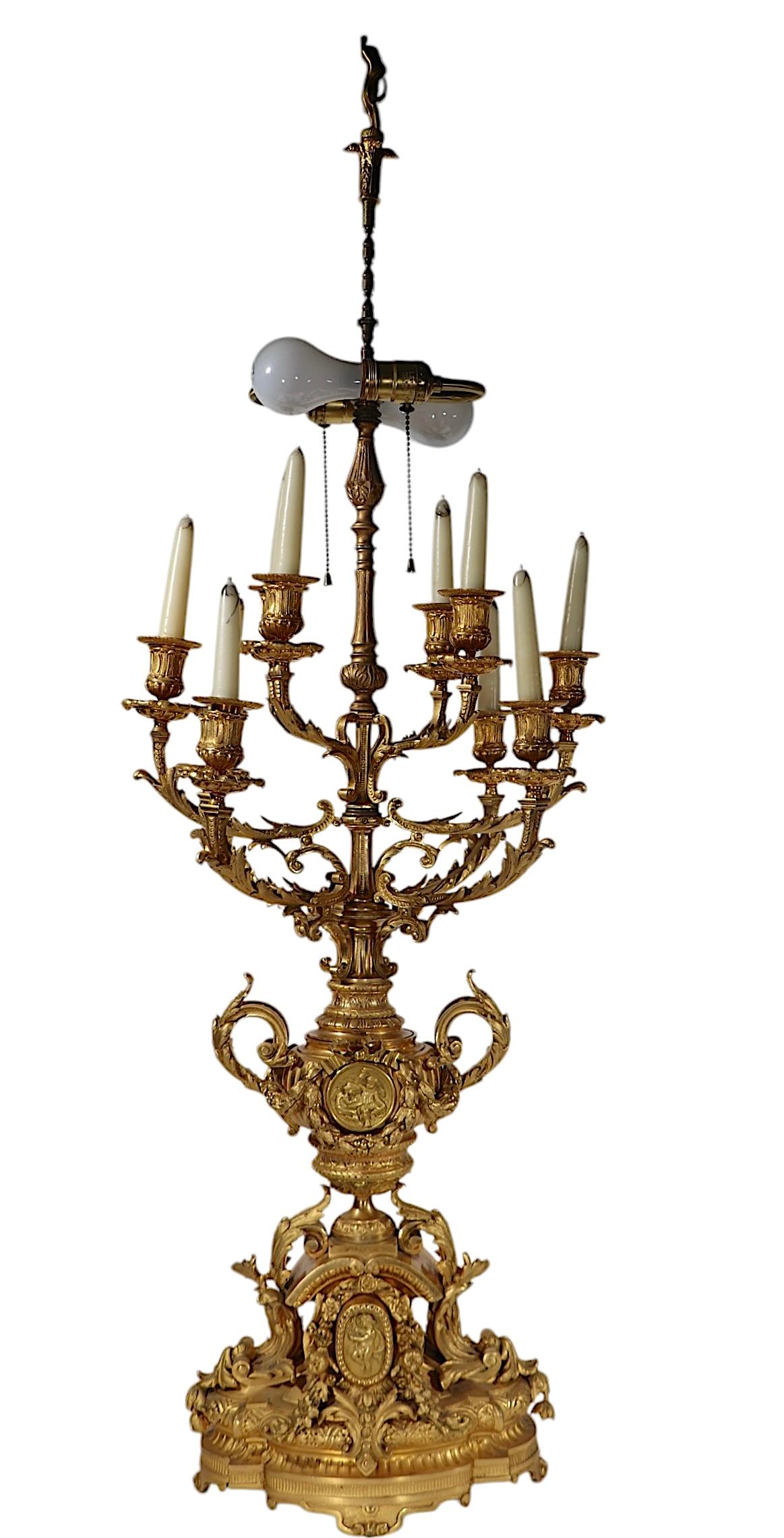 Louis XV Large Candelabra 19th Century French Ormolu Table Lamp