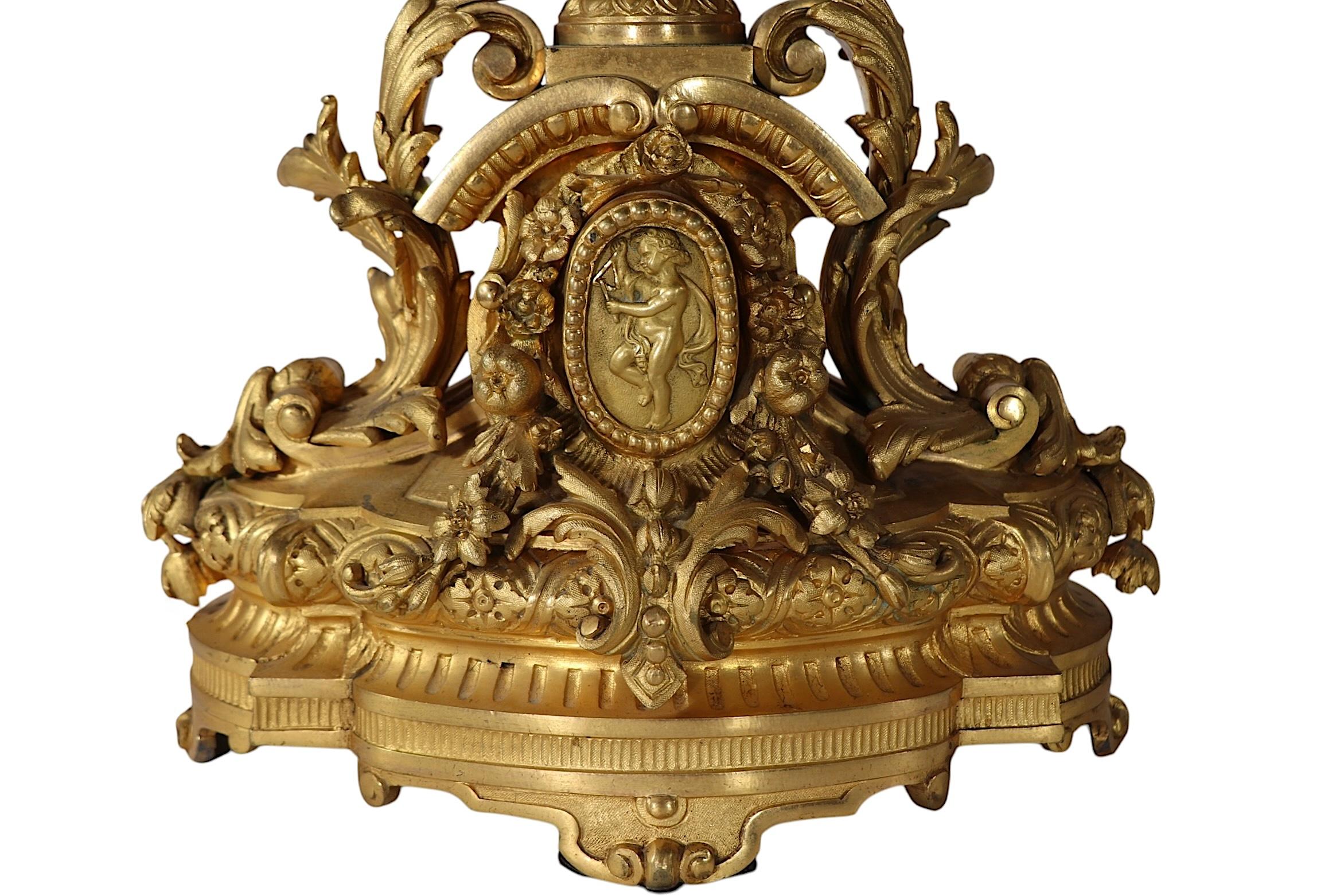 Large Candelabra 19th Century French Ormolu Table Lamp In Good Condition In New York, NY