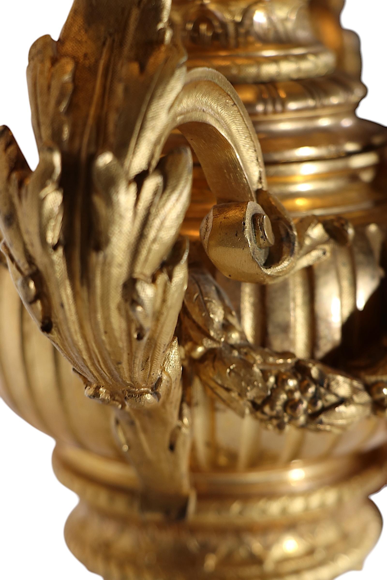 Brass Large Candelabra 19th Century French Ormolu Table Lamp
