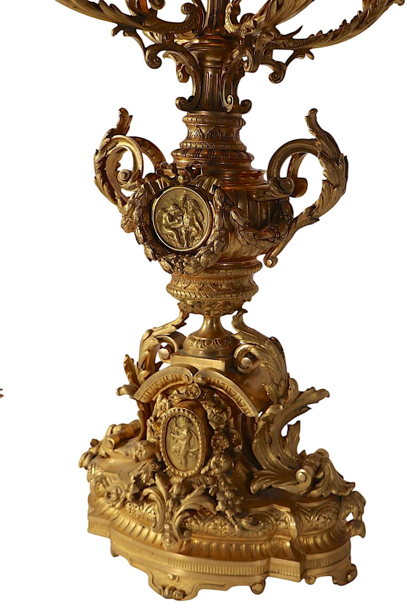 Large Candelabra 19th Century French Ormolu Table Lamp 3