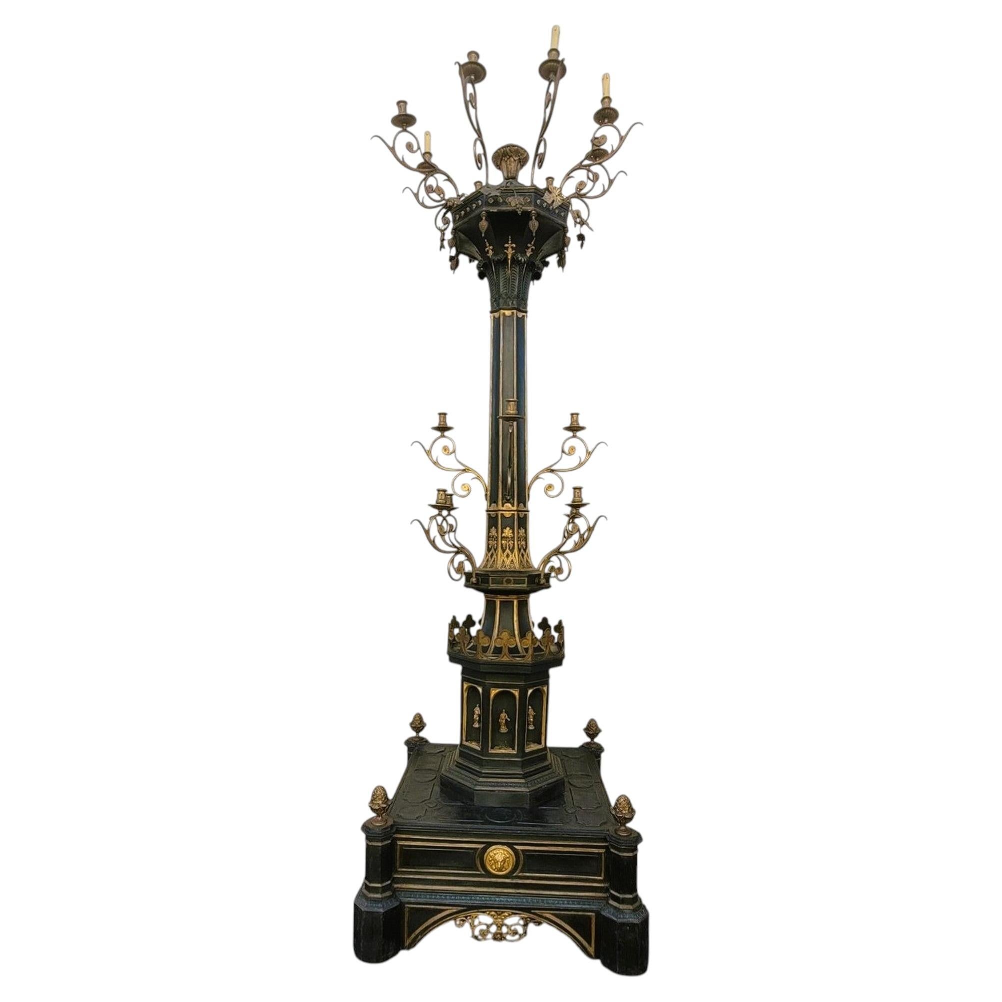 Large Candelabra H257cm, Gothic Style, Early 19th Century For Sale