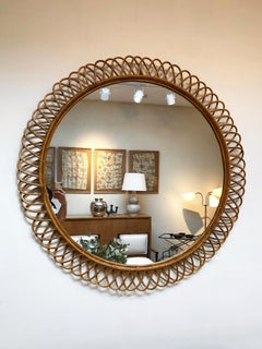 Large Cane Round Mirror