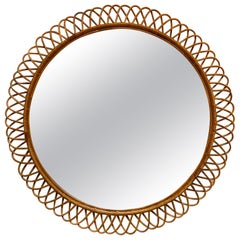 Large Cane Round Mirror