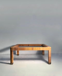 Large Cane Wrapped Coffee Table Attributed to Karl Springer