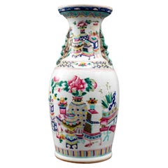 Large Canton Enameled Porcelain Vase