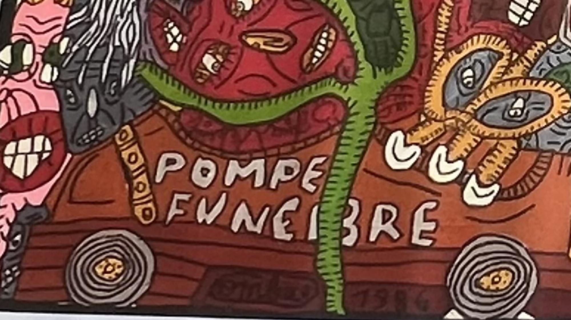 Gran cartel de Robert Combas sobre lienzo, firmado y fechado en 1986, en seis tiras.
Proyecto de cartel para la asociación 