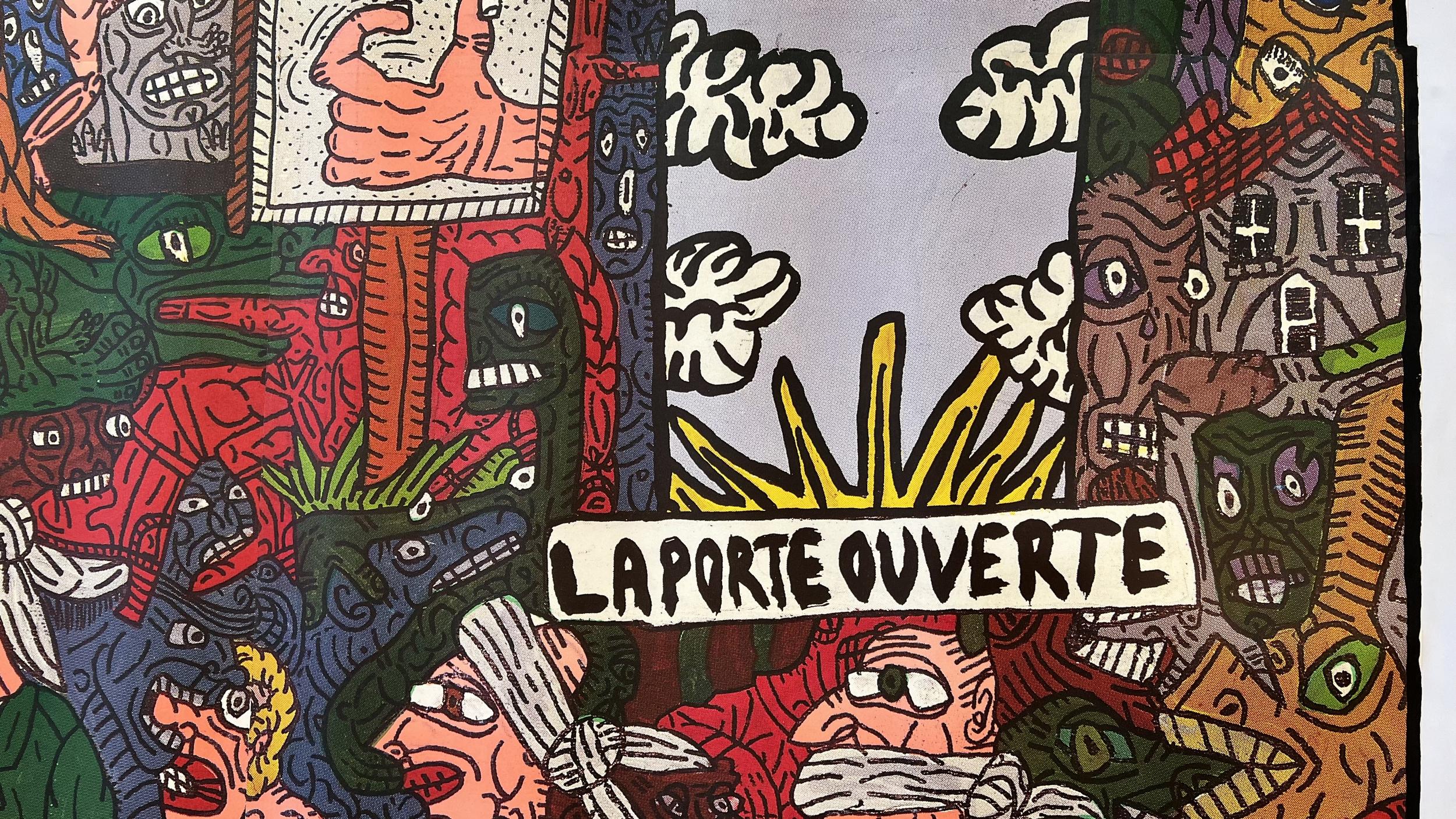 Gran cartel sobre lienzo de Robert Combas, París, Francia, 1986 Francés en venta