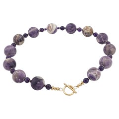 Large Cape Amethyst Beaded Necklace with 14k Gold-Filled Accents