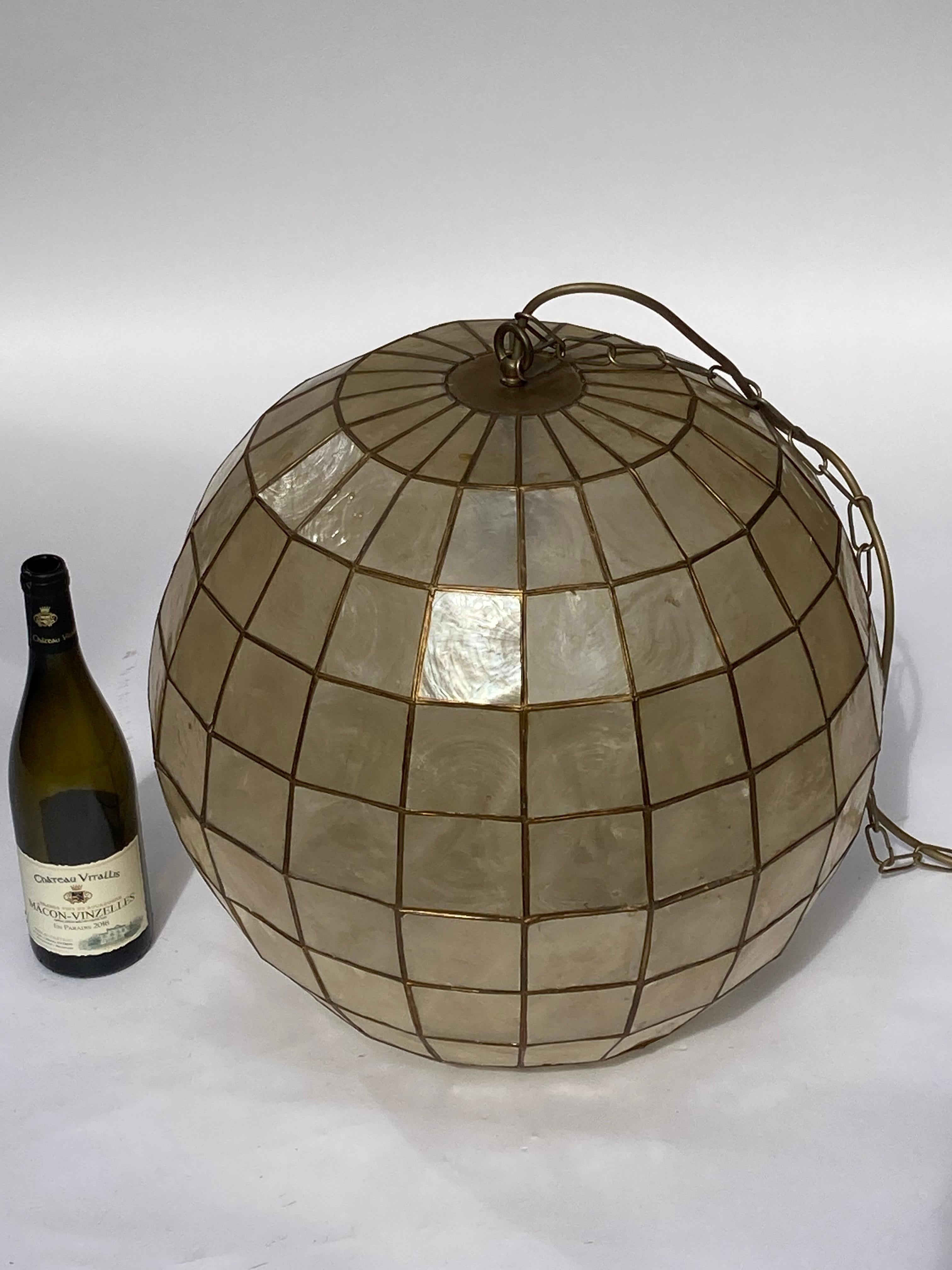 Large Capiz Shell Lamp by Feldman Lighting, 1960s 1