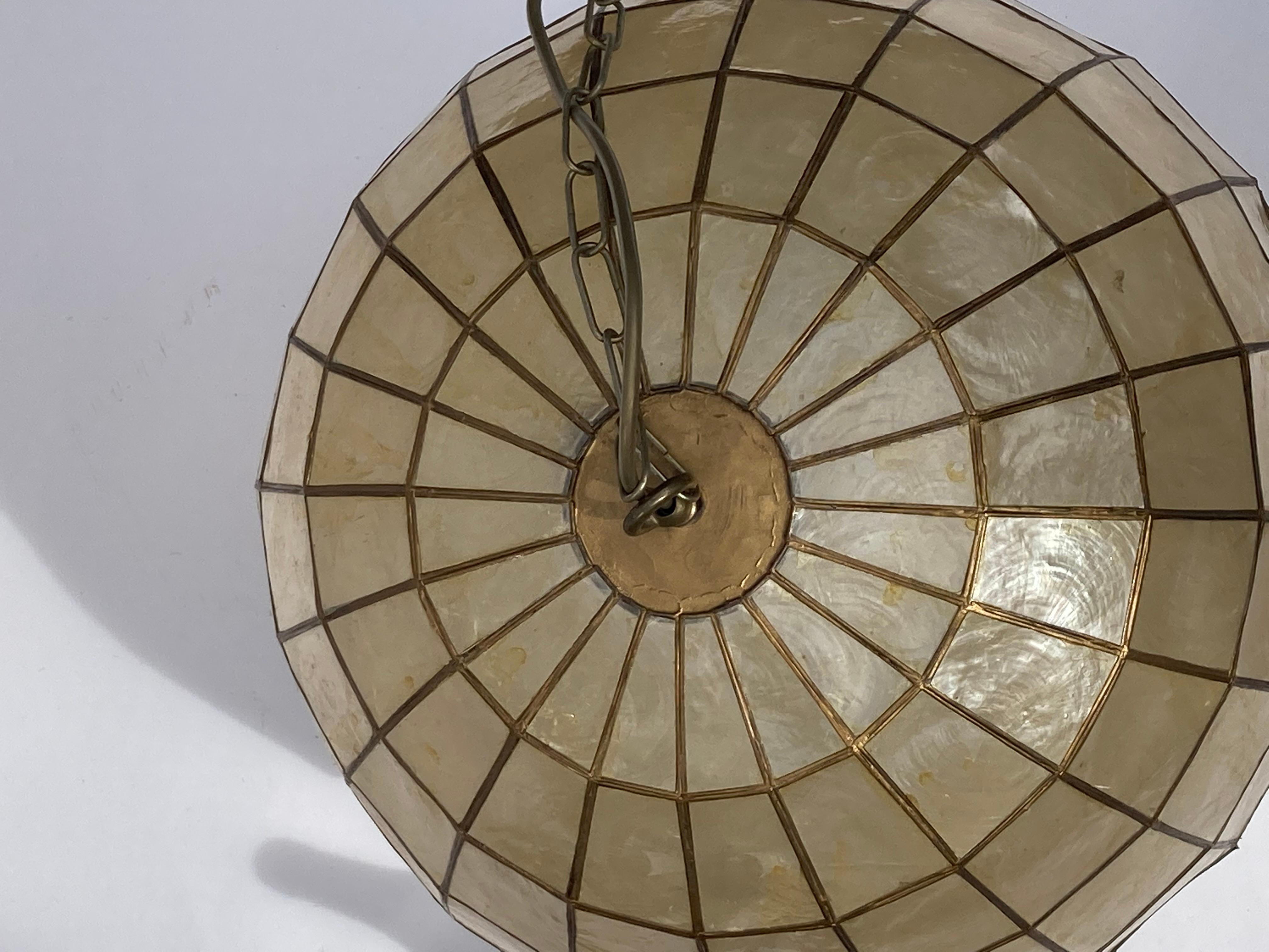 Large Capiz Shell Lamp by Feldman Lighting, 1960s 4