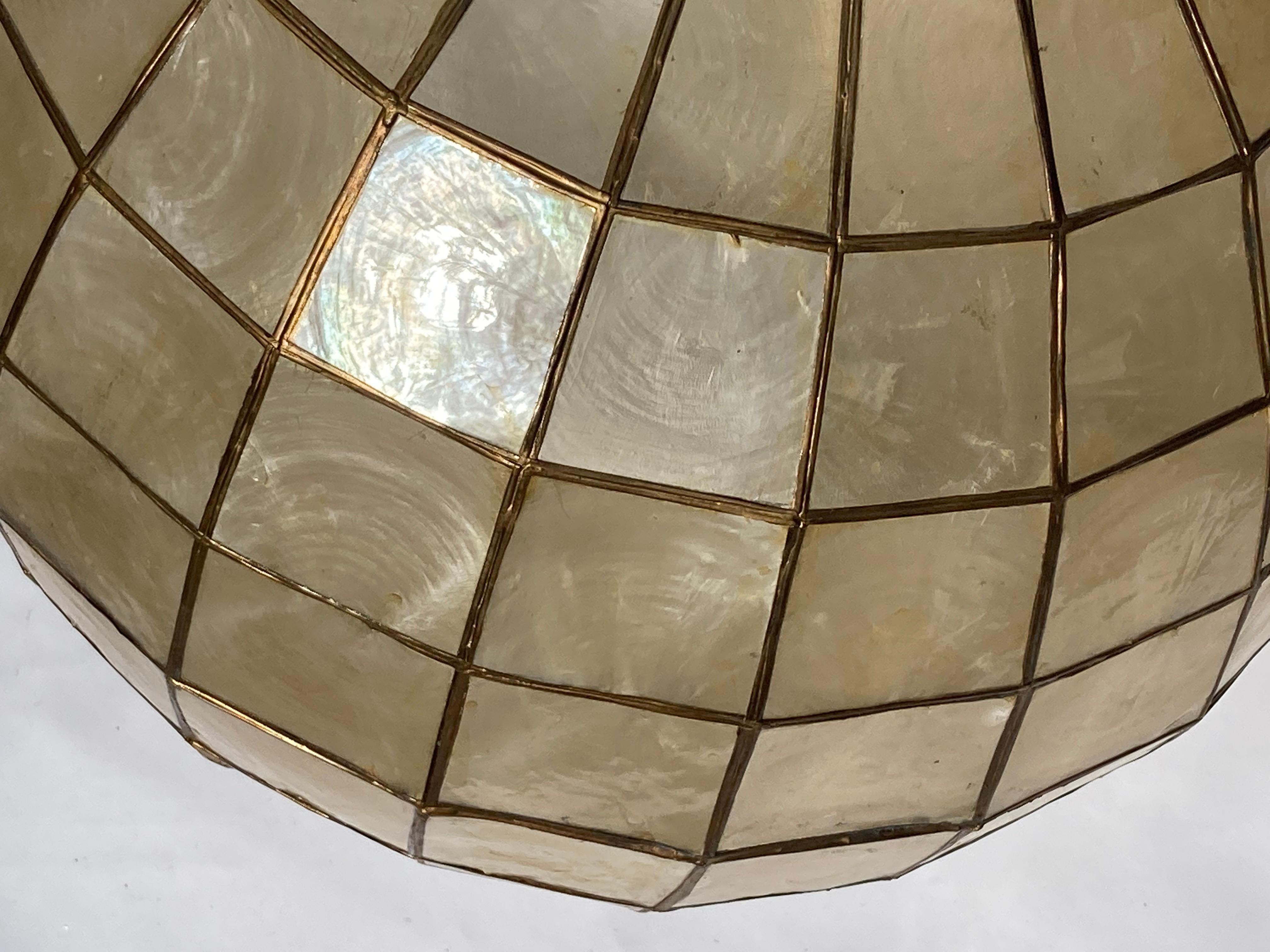Large Capiz Shell Lamp by Feldman Lighting, 1960s 5