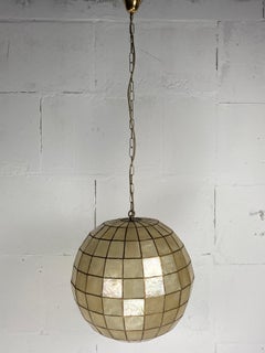 Large Capiz Shell Lamp by Feldman Lighting, 1960s