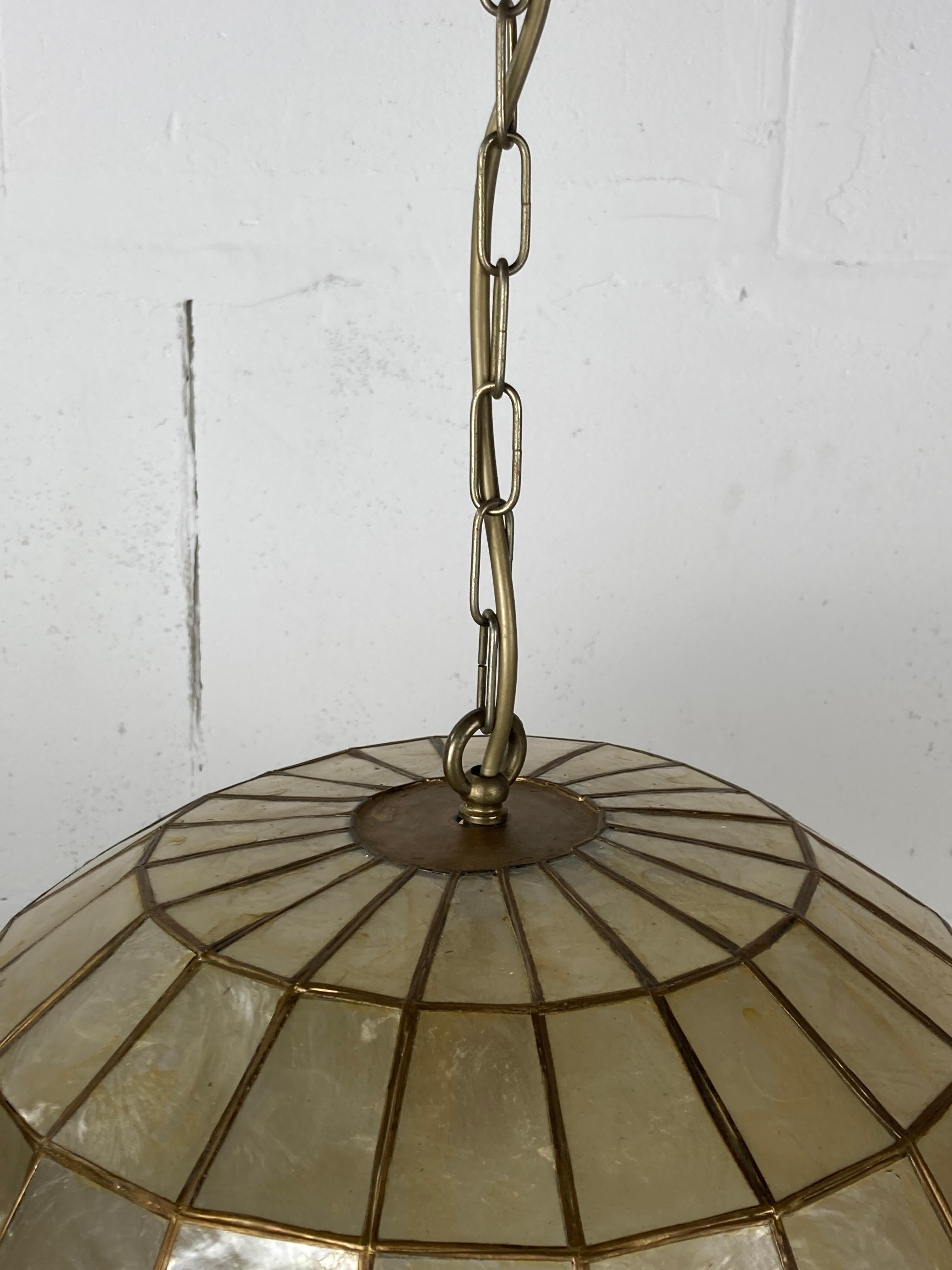 Mid-Century Modern Large Capiz Shell Lamp by Feldman Lighting, 1960s For Sale
