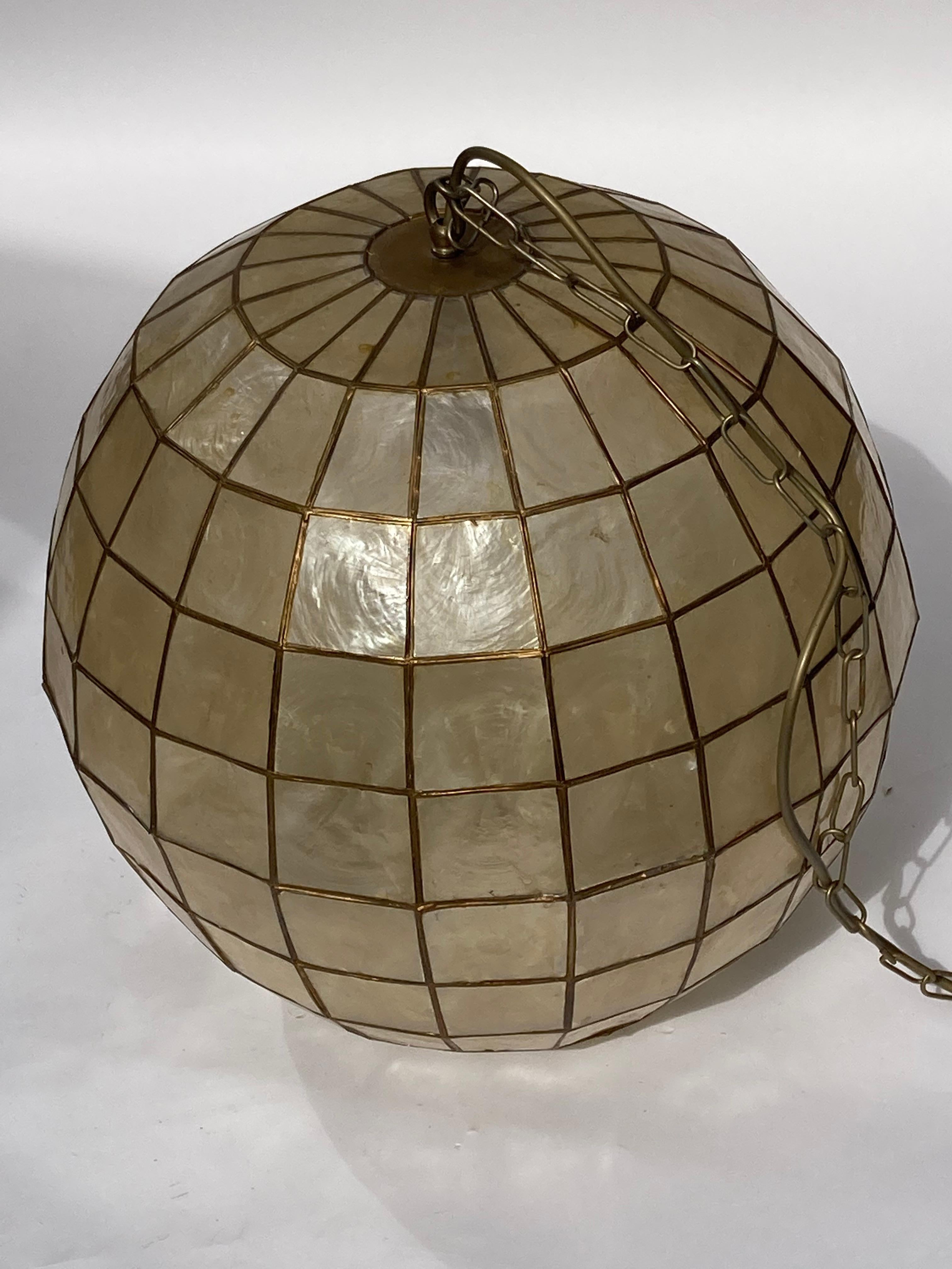 Philippine Large Capiz Shell Lamp by Feldman Lighting, 1960s