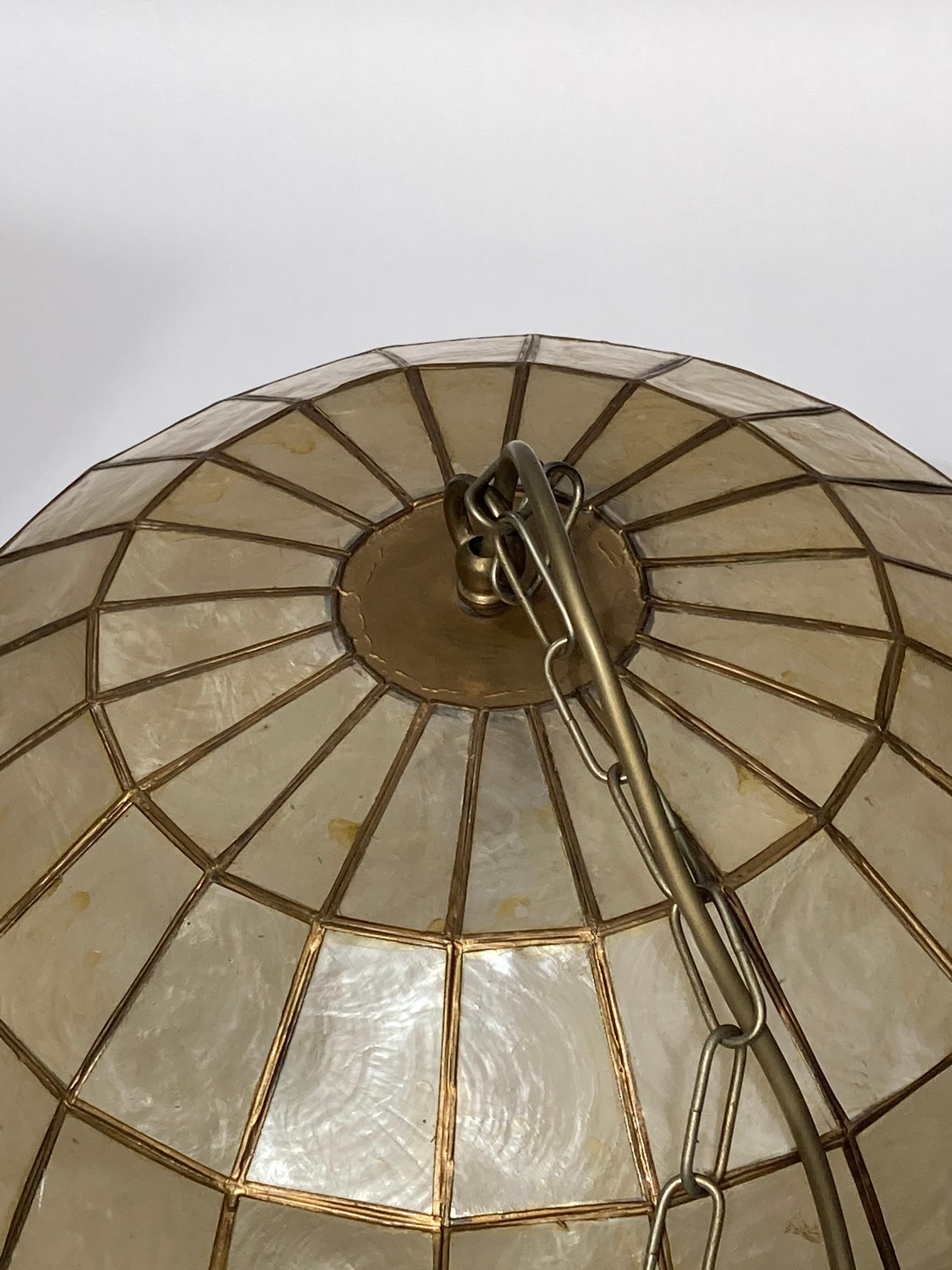 Mid-20th Century Large Capiz Shell Lamp by Feldman Lighting, 1960s