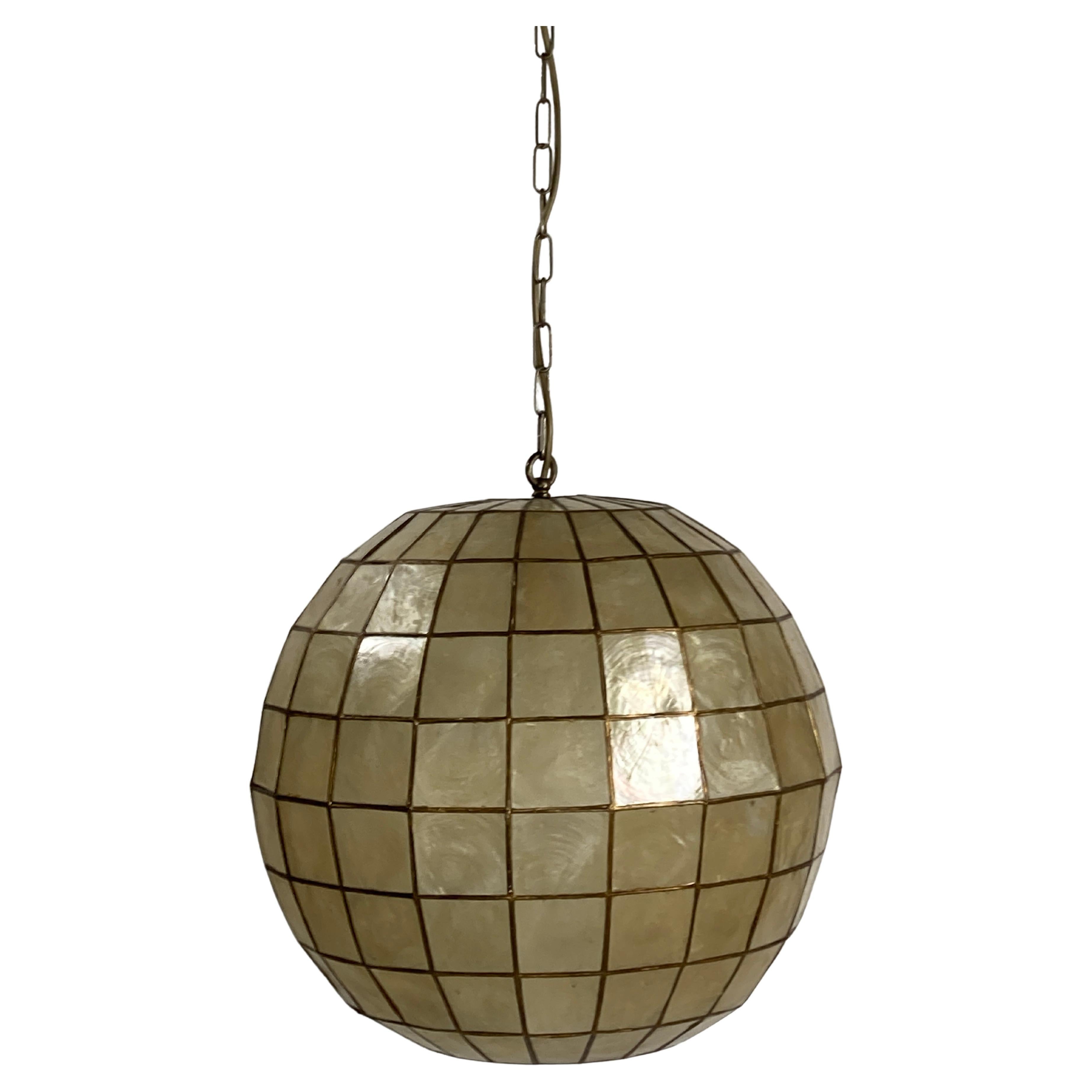 Large Capiz Shell Lamp by Feldman Lighting, 1960s For Sale