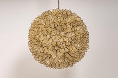 Large Capiz Shell Lotus Ball Chandelier Pendant Light, Germany, 1960s
