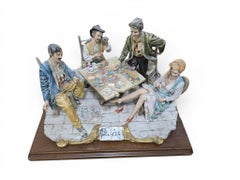 Large Capodimonte Porcelain Figural Group “Partita a Carte” – The Card Game, Ita