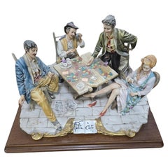 Large Capodimonte Porcelain Figural Group “Partita a Carte” – The Card Game, Ita