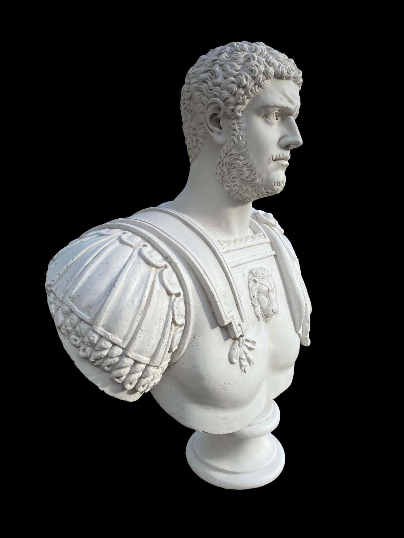 European Large Caracalla Roman Emperor Bust Sculpture, 20th Century