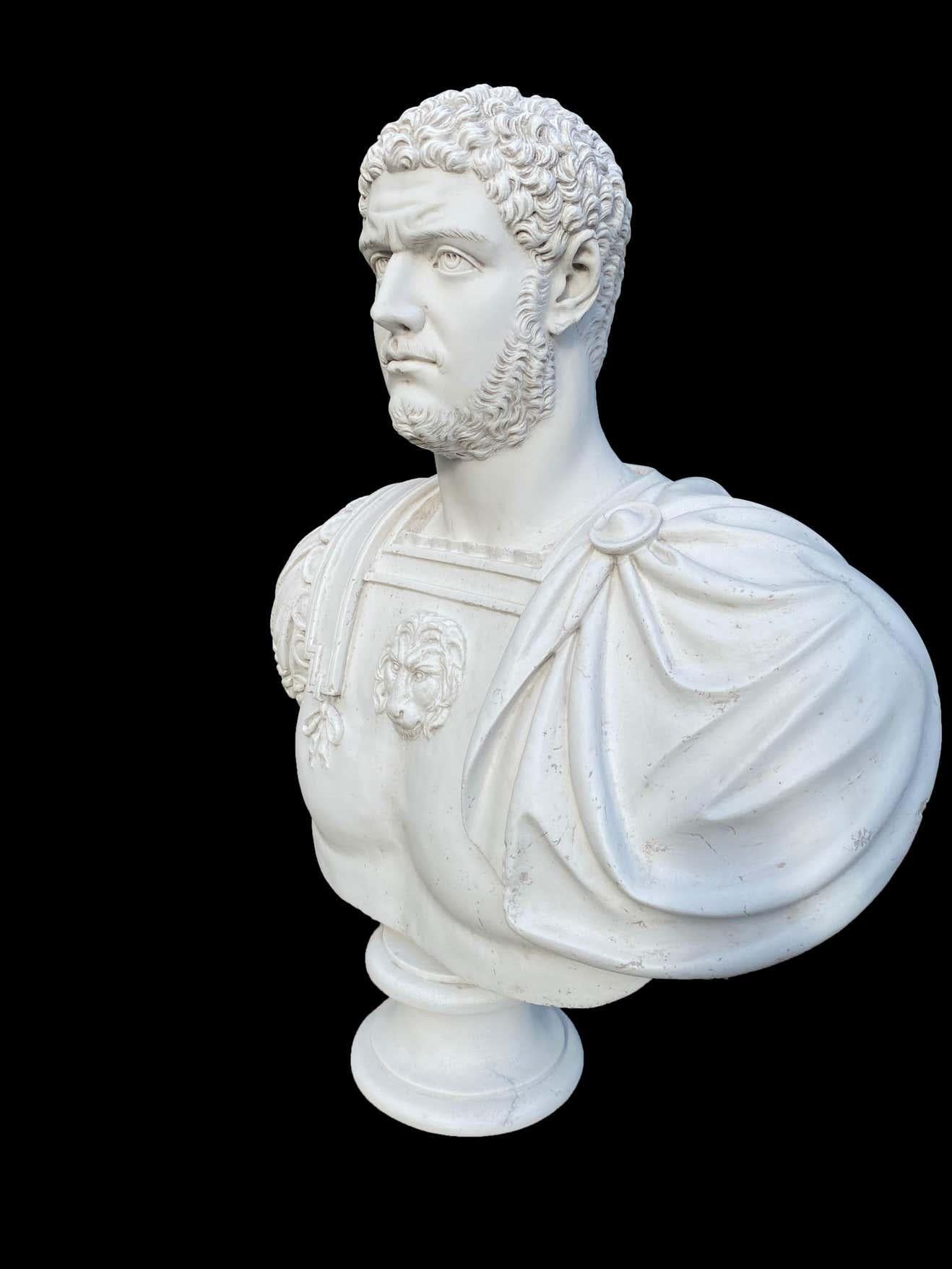 Carrara Marble Large Caracalla Roman Emperor Bust Sculpture, 20th Century